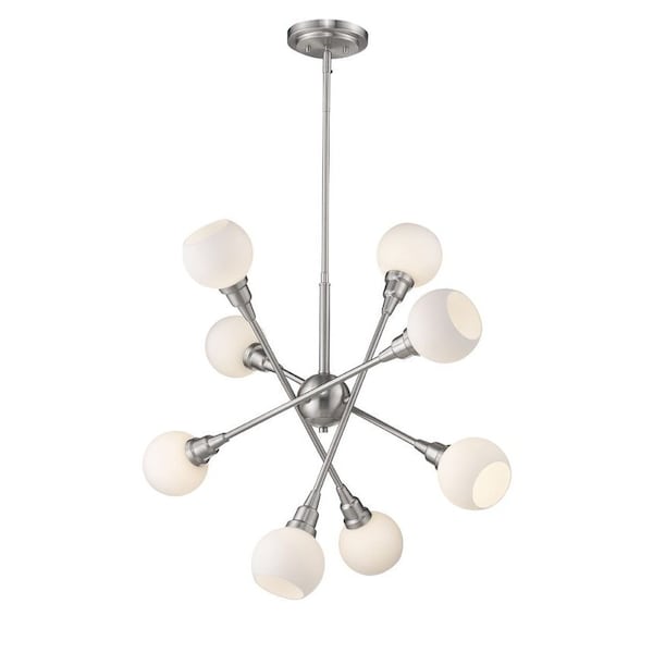 Z-Lite Tian 8 Light Pendant, Brushed Nickel & Matte Opal 616-8C-BN - main